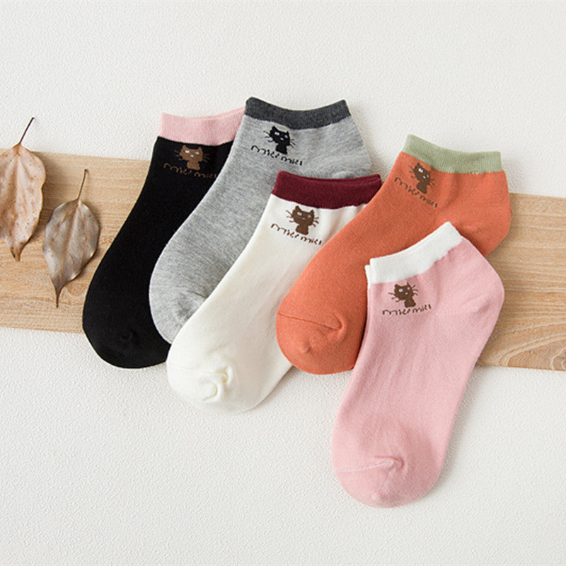 Short Cartoon Cat Head Spring And Summer Sweet Cotton Socks