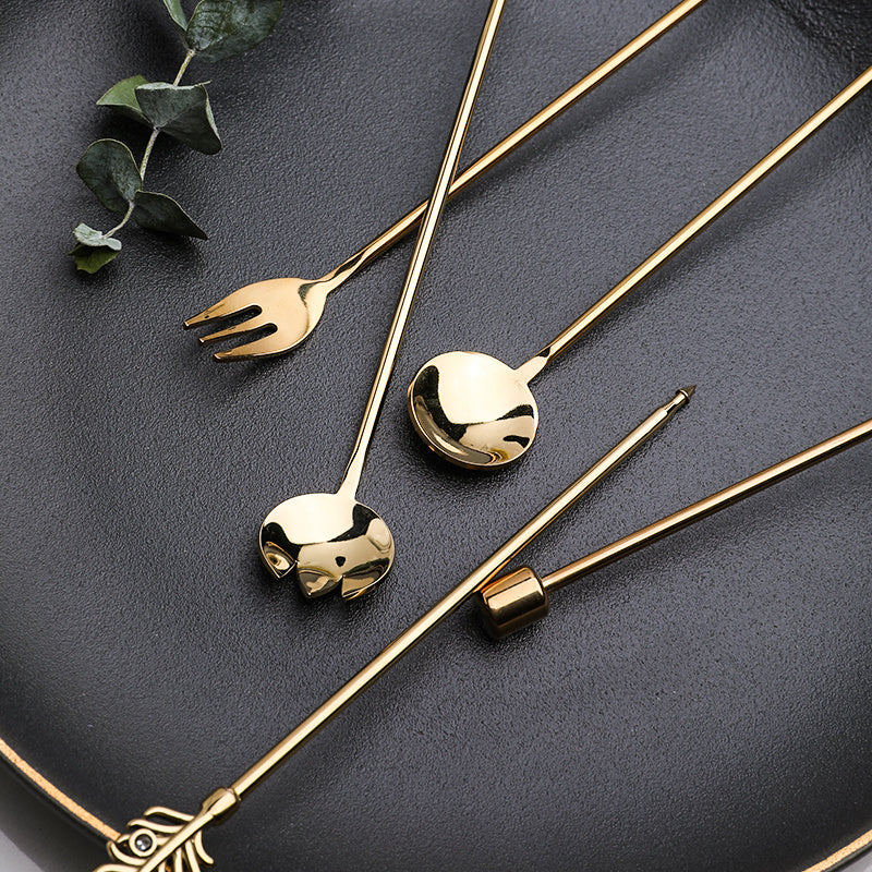 Dessert Stainless Steel Salad Fork Coffee Stirring Bar