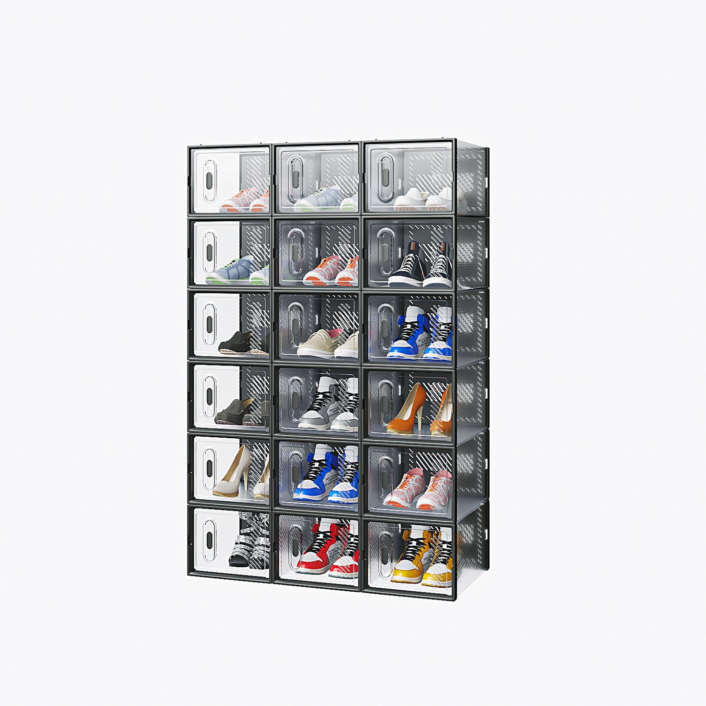 Black Medium 18PCS 35x25x19cm Shoebox, Plastic, Mesh, Free Combination