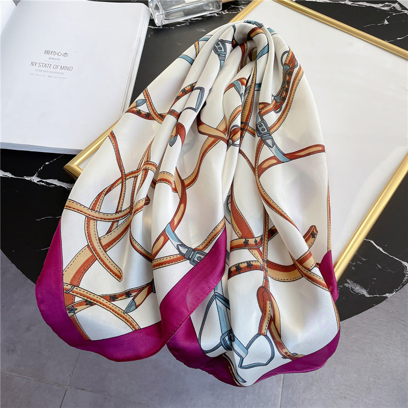 Women's Striped Silk Scarf Color Matching Versatile Printing Silk