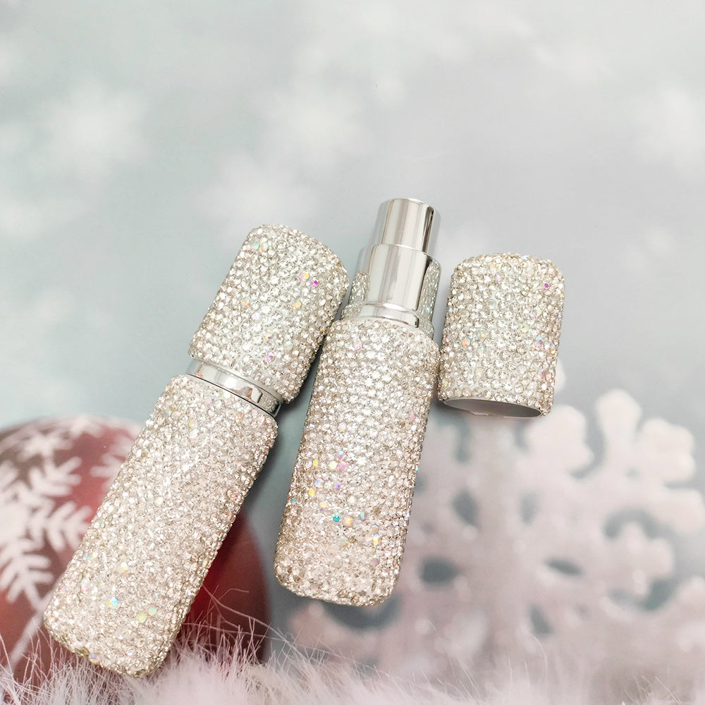 2pcs 10ml Shiny Perfume Travel  Bottle High End Perfume  Sub-bottling Glass Bottle Filling Travel Portable Mini Perfume Spray Bottle With Drill Perfume Empty Bottle