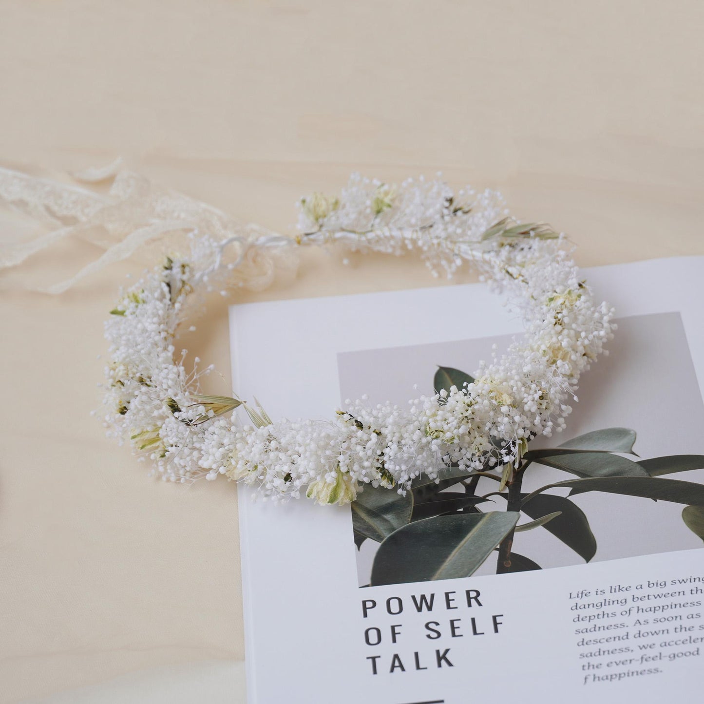 Gypsophila Crown, Dried Flower Crown, Bridal Wedding, Daily Party, Birthday Suitable Crown