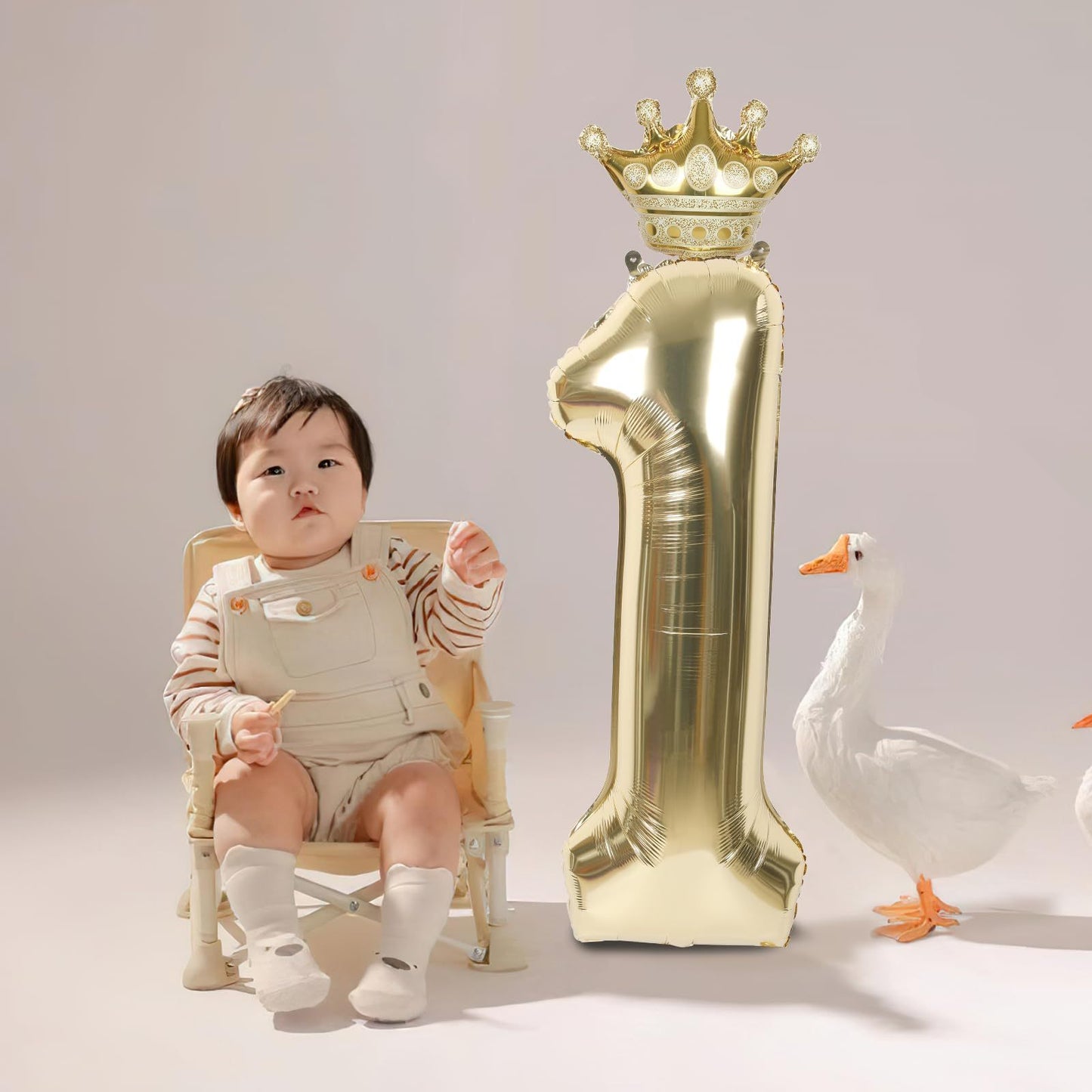 Digital Balloon Large Height Approx. 90cm Digital Balloon 1st Birthday Decoration Balloon Number With Crown Party Supplies Anniversary Celebration Birthday Photo Decoration,132-9465-DJ