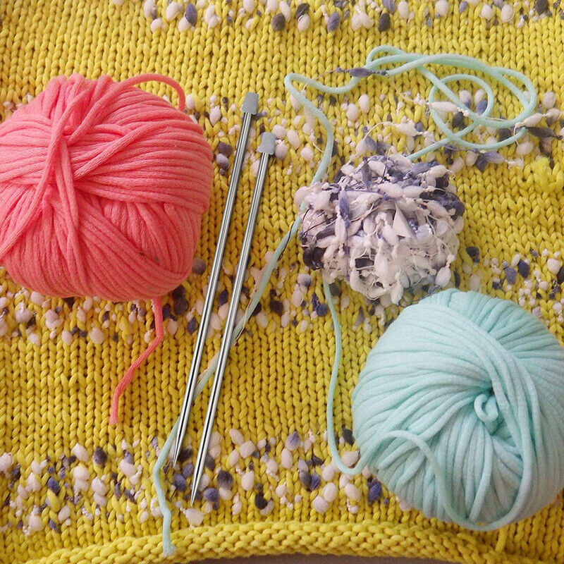 22pcs-11Pairs 25cm Single Pointed Stainless Steel Knitting Needles Set 2mm-8mm