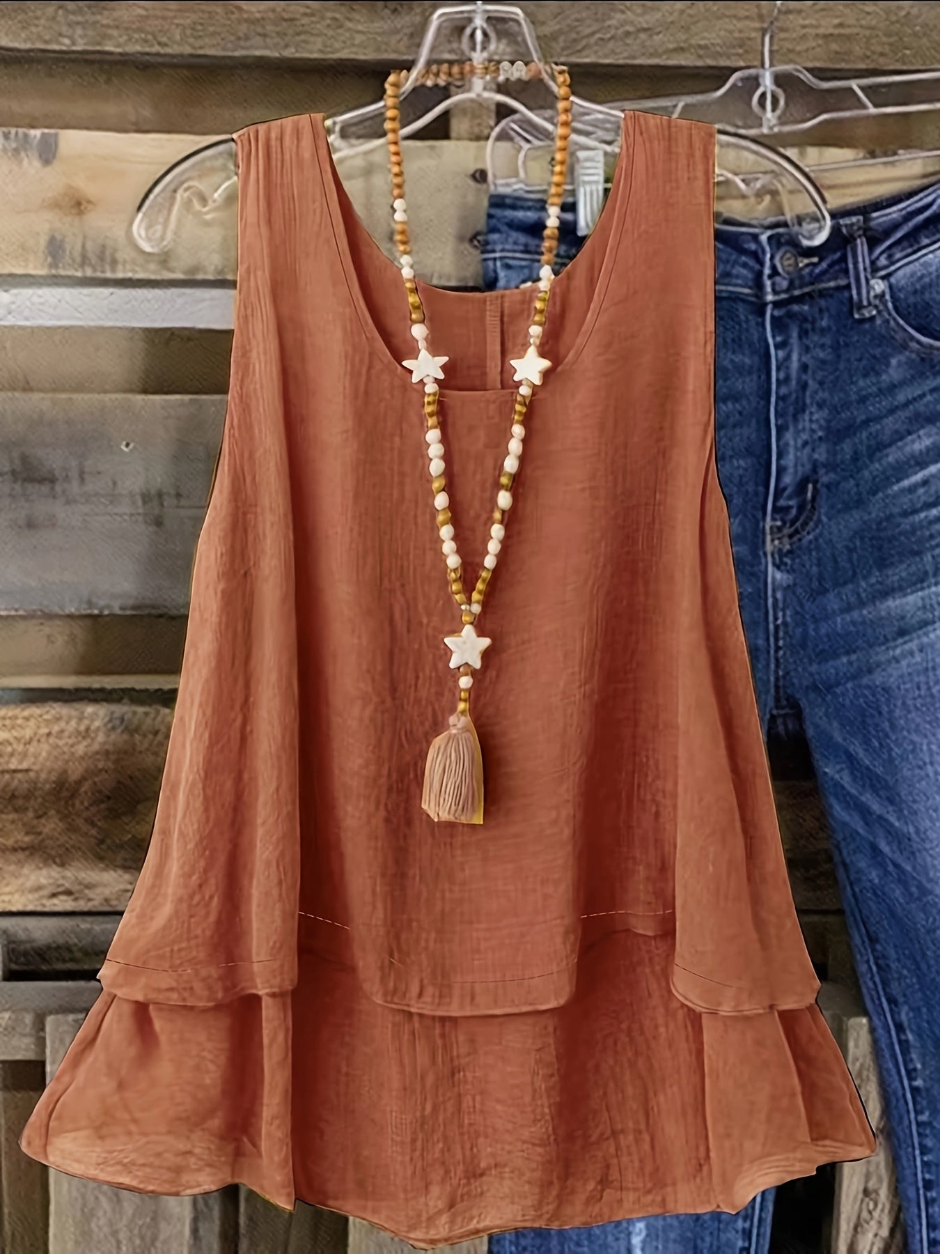 Self-pick-up Plus Size Women's Solid Colour Summer Sleeveless Shirt Casual Lightweight Tank Top  Only Self-pickup Is Supported