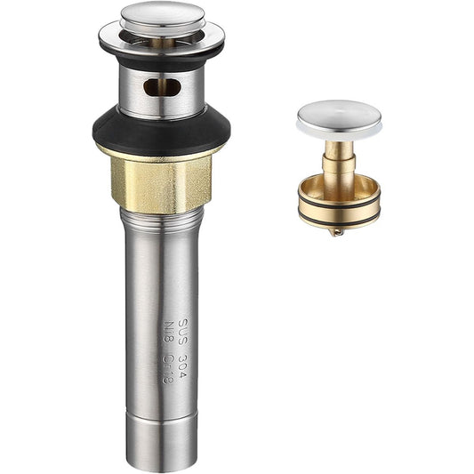 Pop-Up Drain Stainless Steel With Overflow Anti-Clogging For Vessel Sink Lavatory Vanity Sink Drain With Strainer Basket, Matte Black