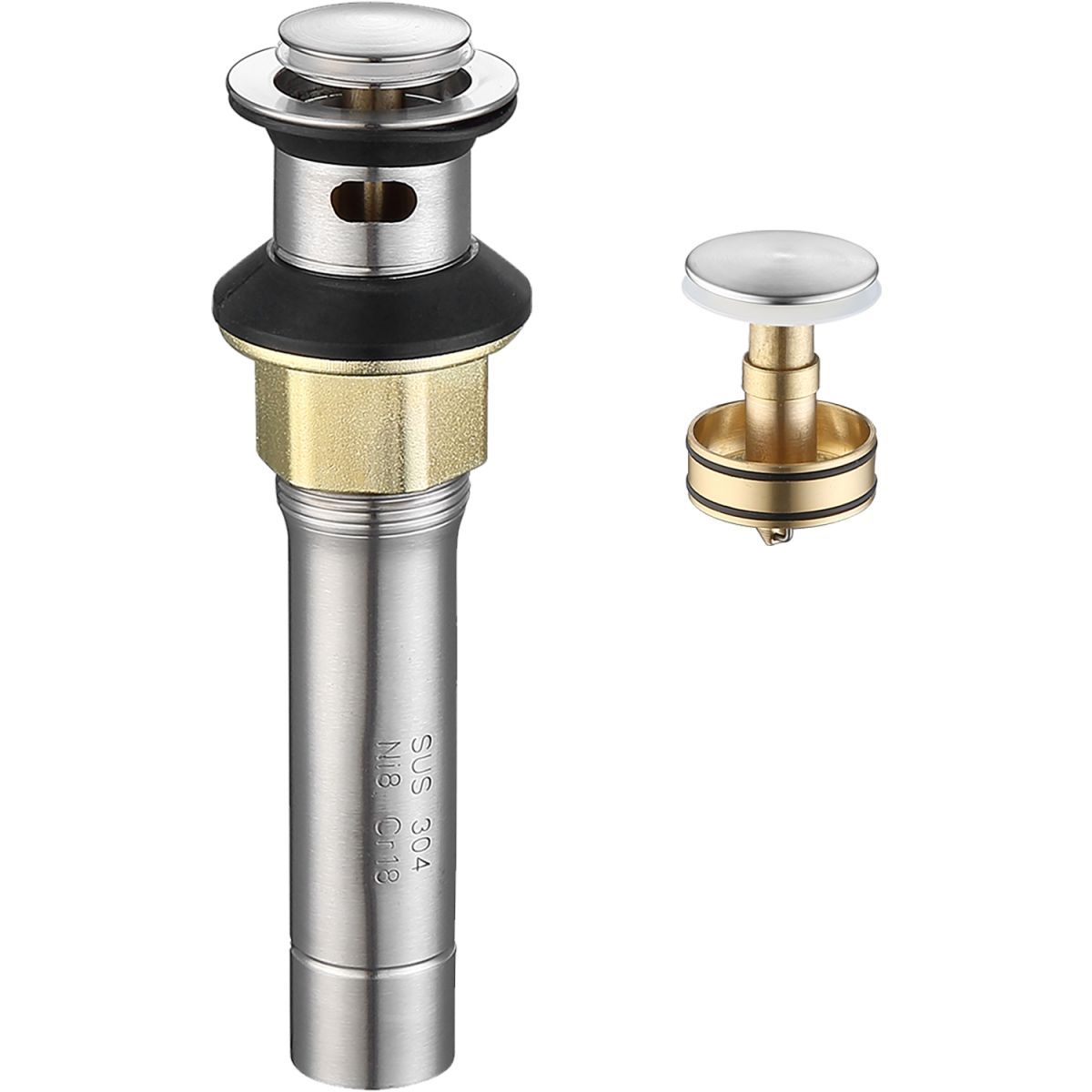 Pop-Up Drain Stainless Steel With Overflow Anti-Clogging For Vessel Sink Lavatory Vanity Sink Drain With Strainer Basket, Matte Black