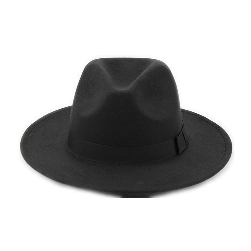 Woolen Fedora Hat Men's And Women's Big Brim Top Hat Felt Hat