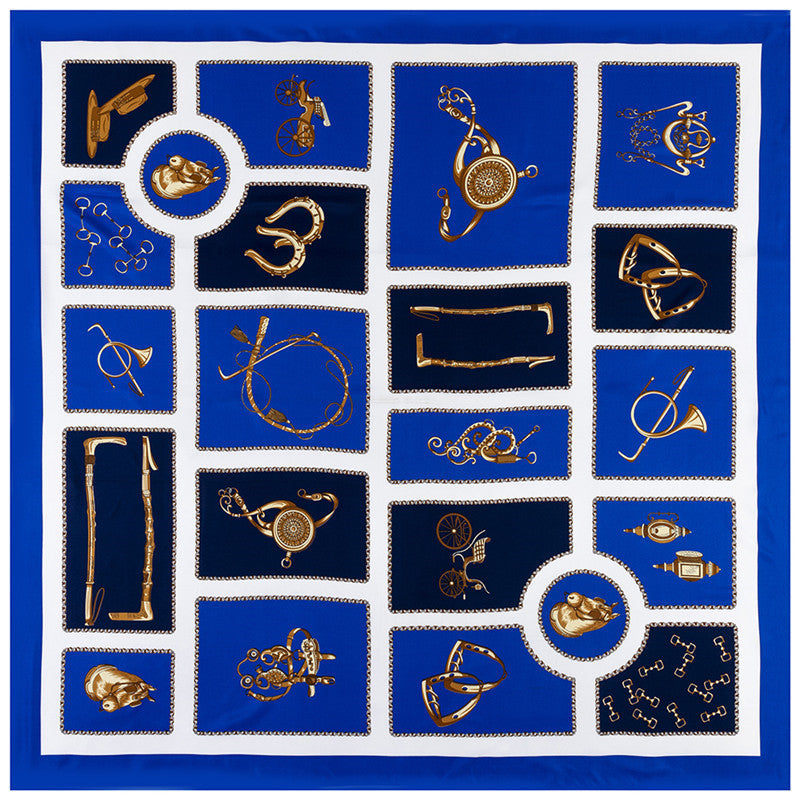 Ladies Carriage Print 130cm Twill Silk Shawl Scarf