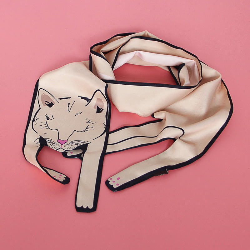 Small Scarf With Hair Band, Wild Decoration Long Small Silk Scarf Tied With Bag, Handle Scarf