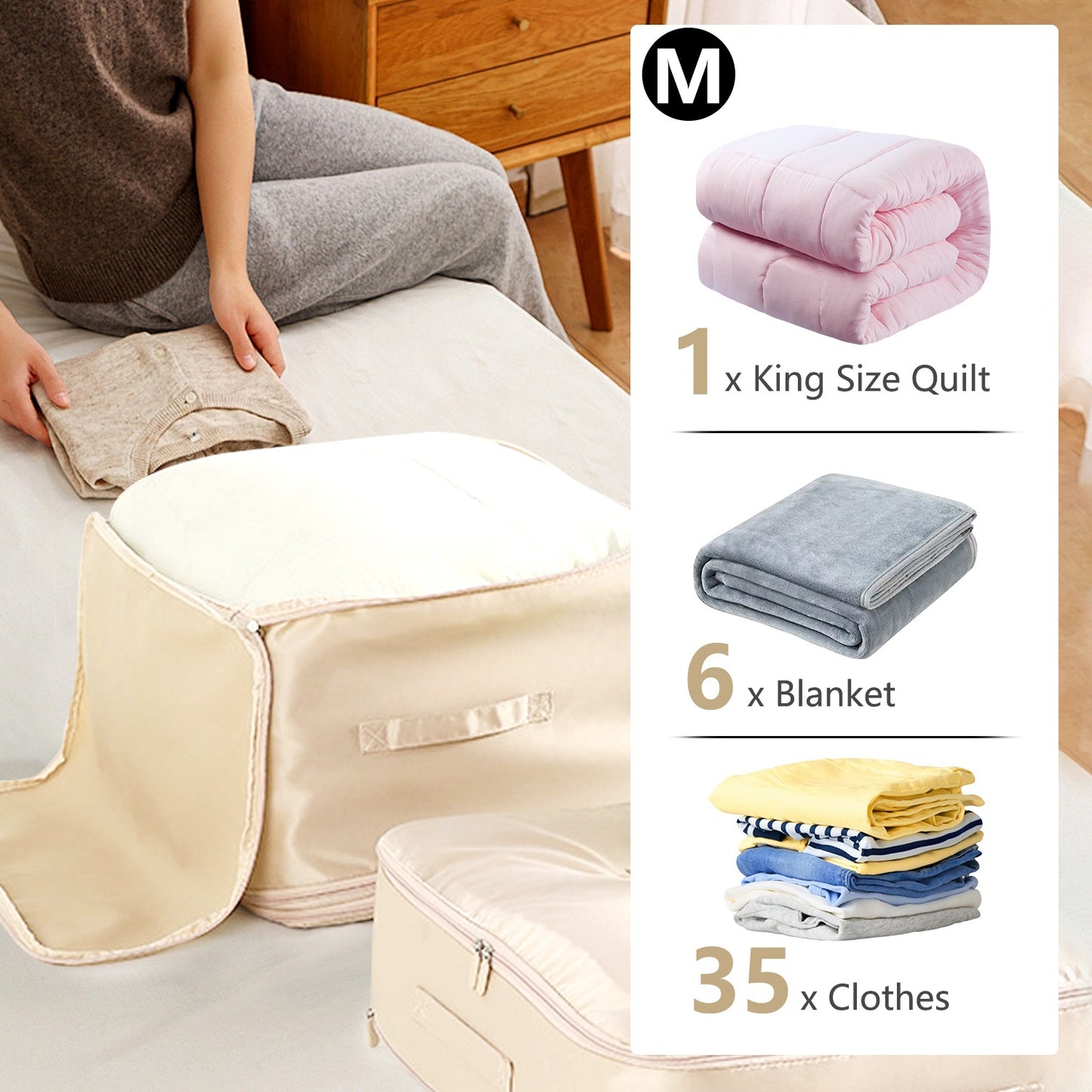 1Pc Foldable Storage Bag For Comforter Quilt Blanket Clothes Pillows Beddings With Dual Zippers