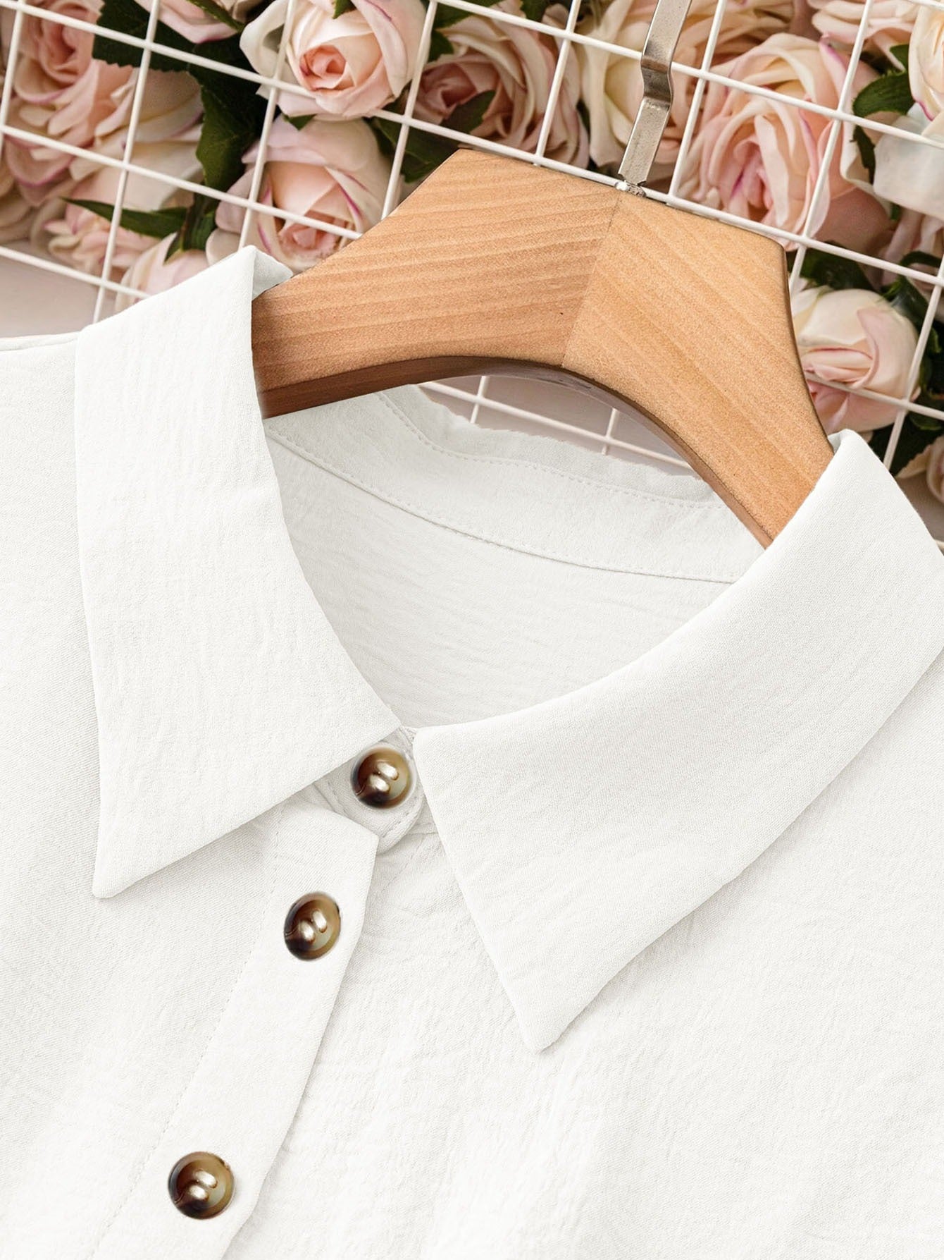 Women's Plus Size Collared Button-Down Shirt - Summer Vacation Casual Short-Sleeve Top For Outings