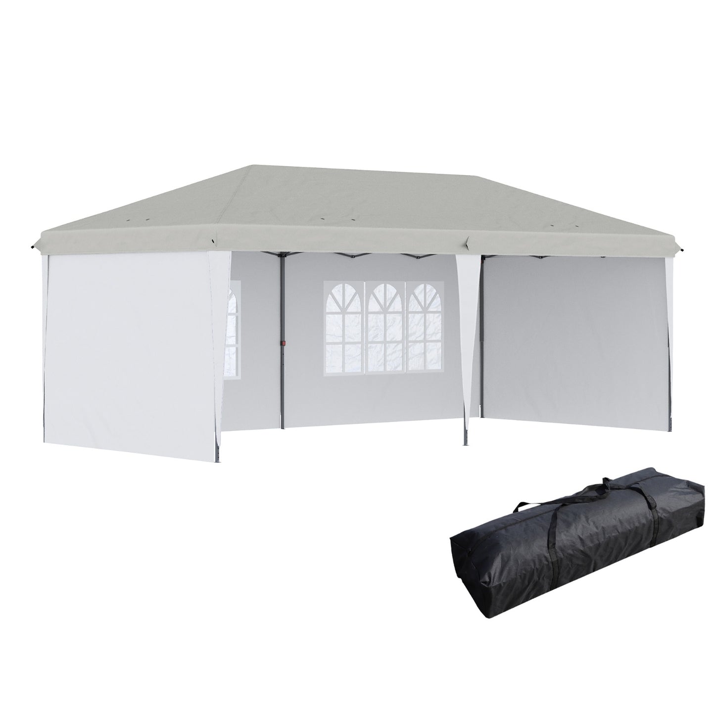 Outsunny 10' X 20' Pop Up Canopy Tent With 4 Sidewalls, Heavy Duty Tents For Parties, Outdoor Instan
