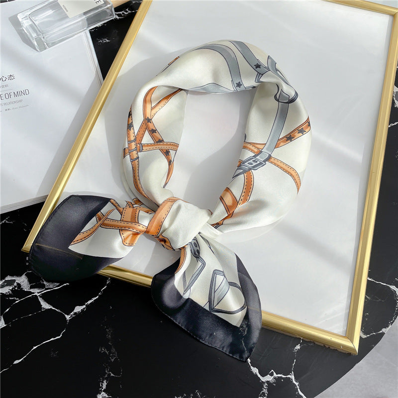 Women's Striped Silk Scarf Color Matching Versatile Printing Silk