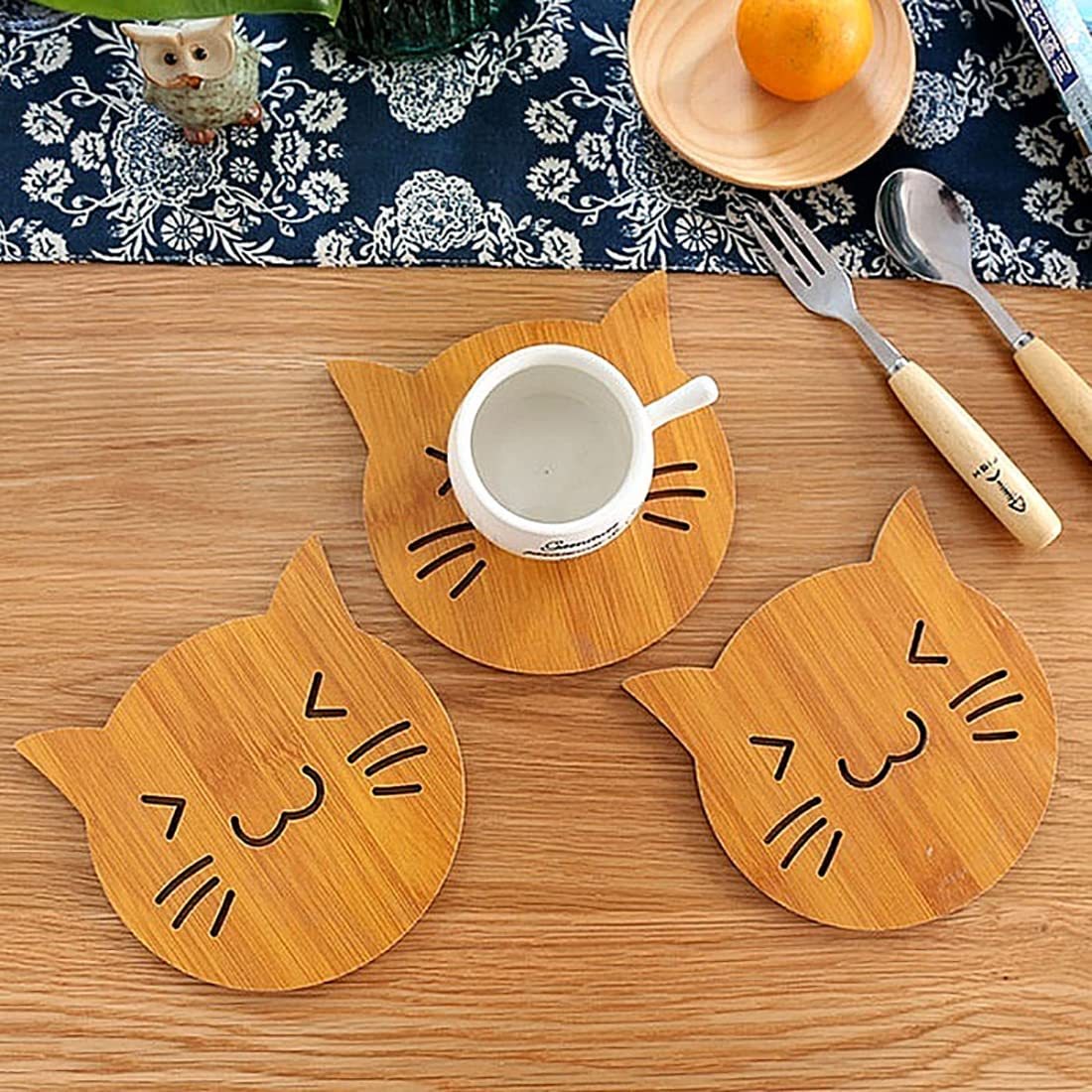 Cartoon Coasters Cup Carriers For Drinks Table Placemats Wood Drink Drinking Coaster Coffee Mug Rack Coffee Cup Stand Cup Coaster Wood Cup Wooden Dining Table Cup Holder