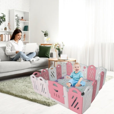 20X2 Panel Baby Playpen  Foldable Playard For Baby And Kids  Adjustable Shape Play Fence With Safety Lock Gate