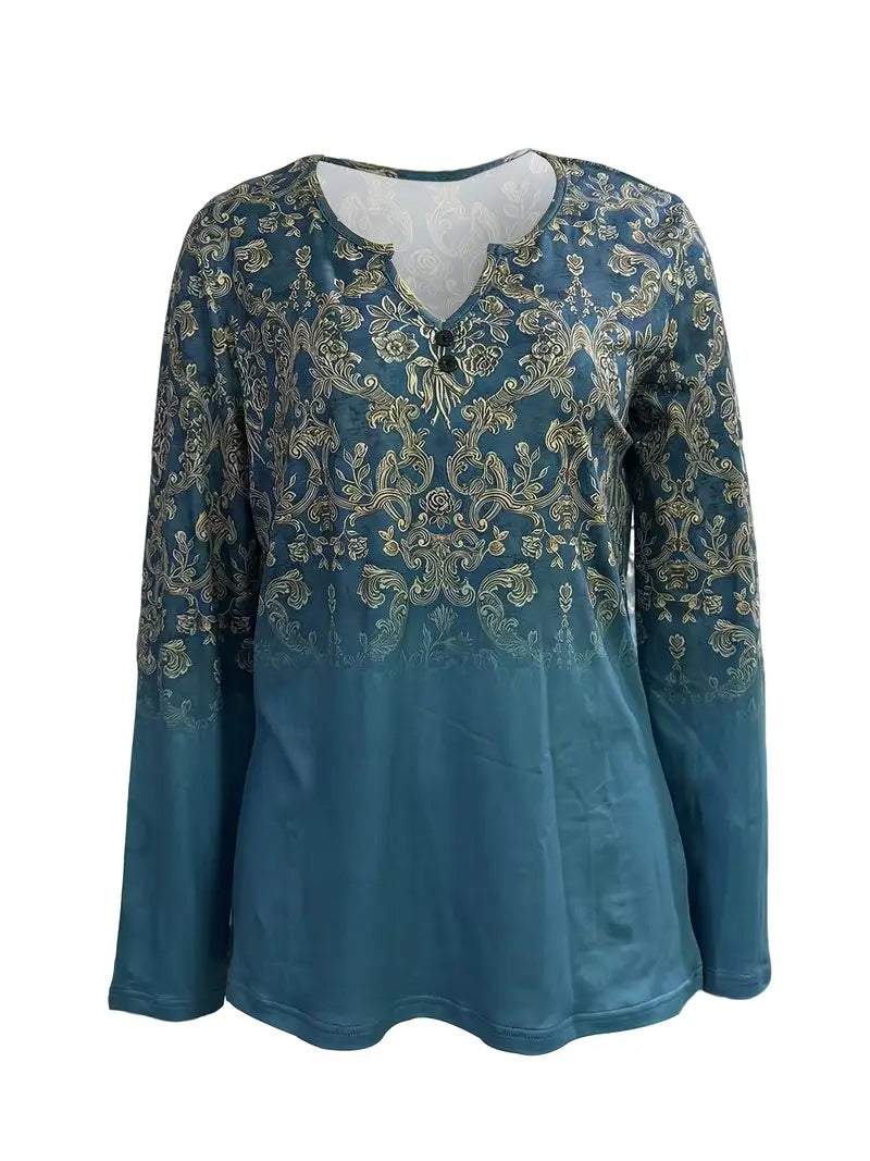 Autumn Winter New Fashion Print Long-sleeved Crewneck T-shirt