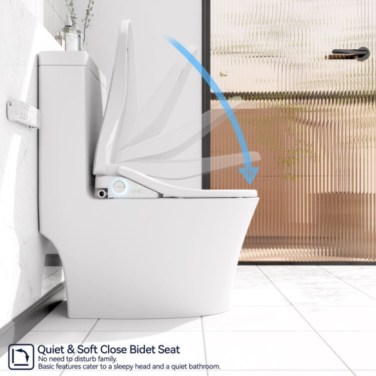 Smart Bidet Toilet Seat With Sensor Open Lid Side Knob Adjustable Heated Seat With Water Temperature And Pressure Adjustment Portable Bidet With Automatic Nozzle Cleaning And