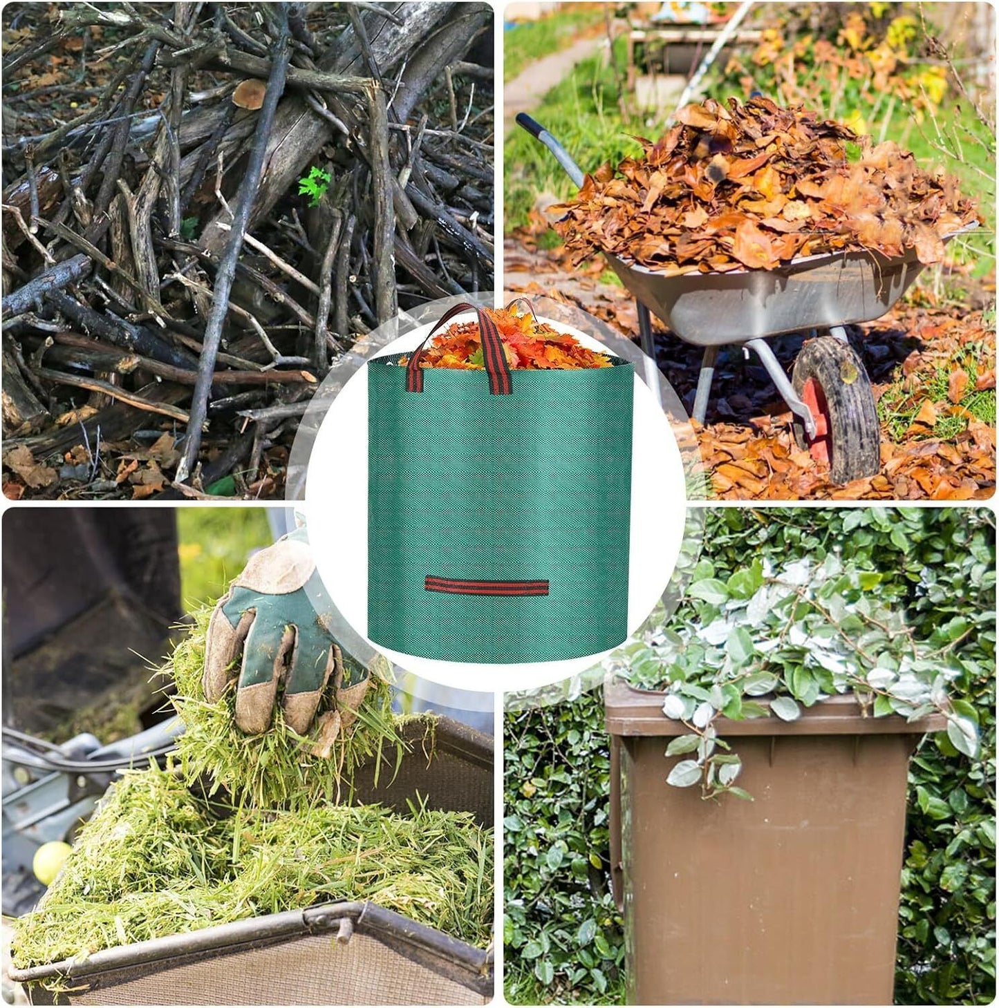 2  500L Heavy Duty Garden Waste Bags With Handles, Reusable Construction Bags UK