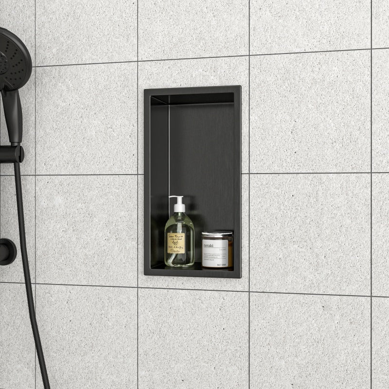 13 X 7in Stainless Steel Shower Niche - Gunmetal Black, Waterproof, Easy Installation, Corrosion-Resistant