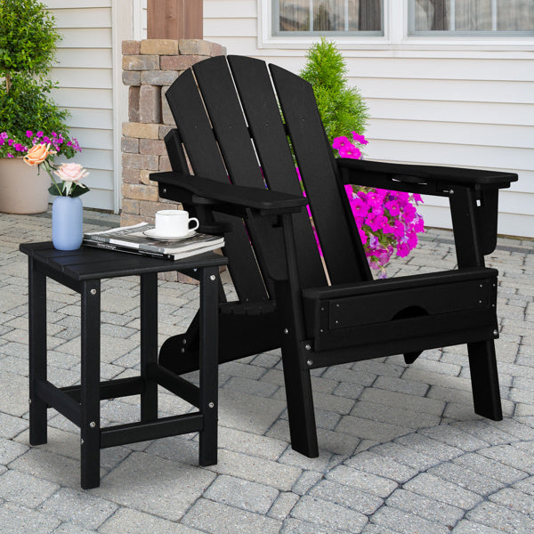 38x38x45.5cm Single Layer Square Black HDPE Side Table