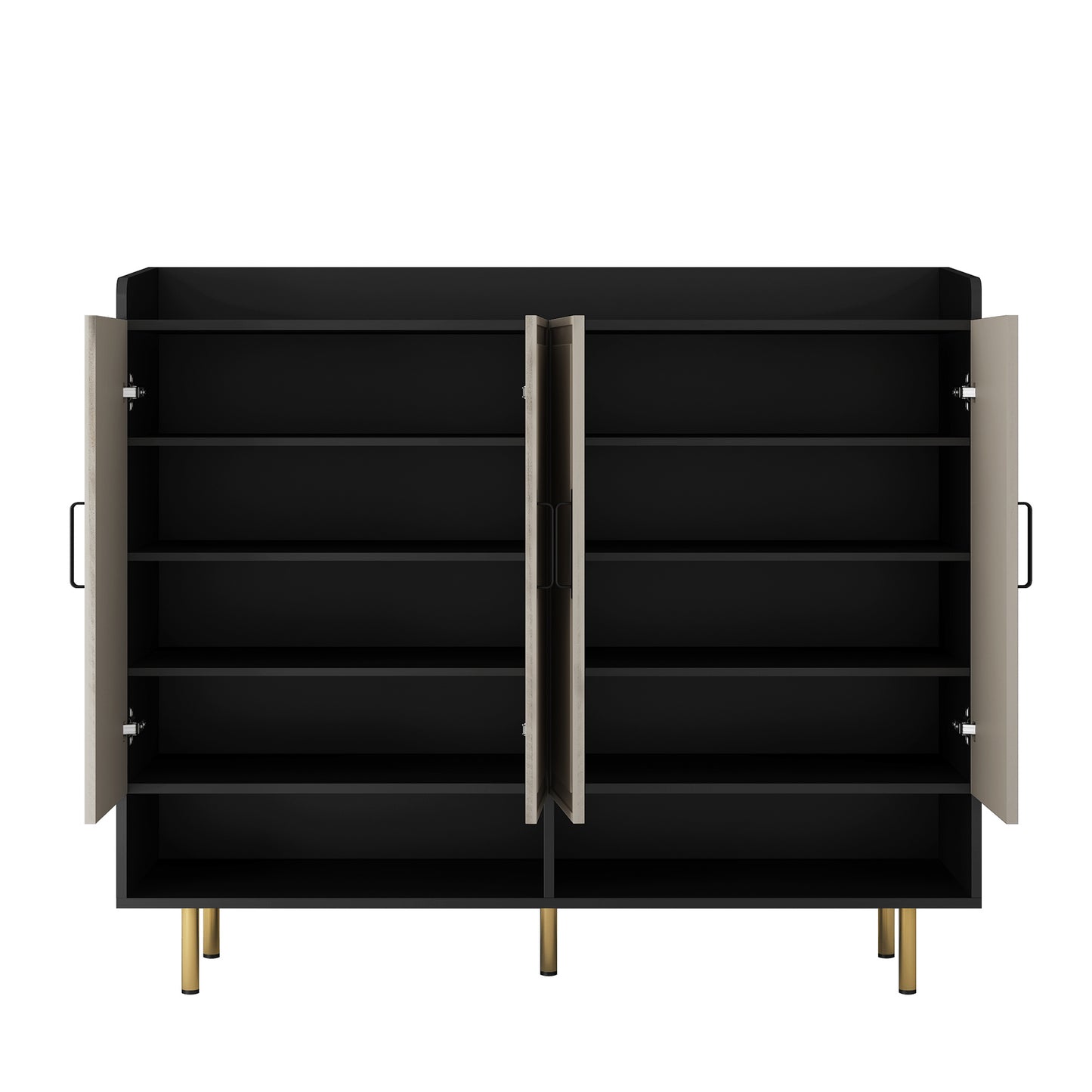 Sideboard,Shoe Cabinet With 4 Doors Large Modern Shoe Storage Organizer Cabinet With Adjustable Shelves For Entryway Slim Black Shoe Rack Cabinet For Closet