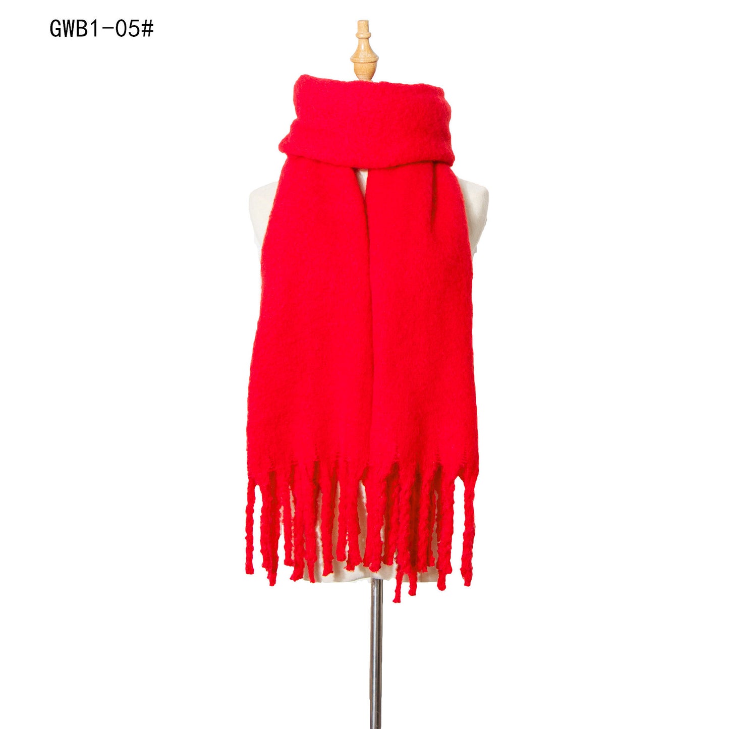 New Style Thick Fringed Circle Sand Solid Color Scarf For Ladies