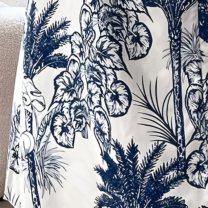 Women's Plus Size Elegant Floral Ink Painting Casual Tunic Dress Notched V Neck Long Sleeve Maxi Dress