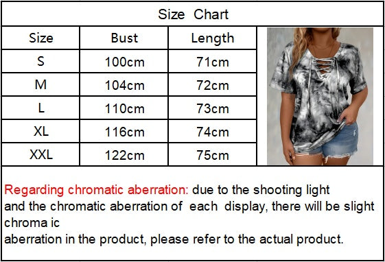 Self-pick-up Women's Tie Dye Printed Drawstring Casual Fashion Short Sleeve T-Shirt Only Self-pickup Is Supported