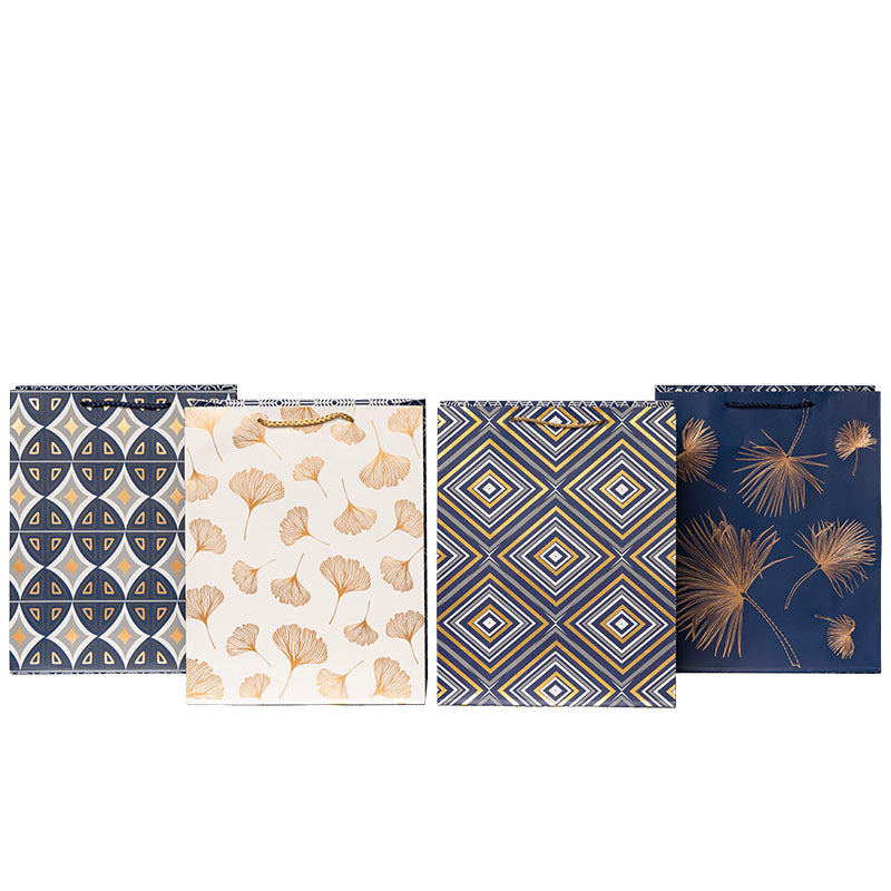 12 Pieces Of Exquisite Gift Bags, Bronzing Process And A Variety Of Pattern Designs, Suitable For Birthdays, Graduation Seasons, Gifts, Shopping And Other Occasions, Reusable