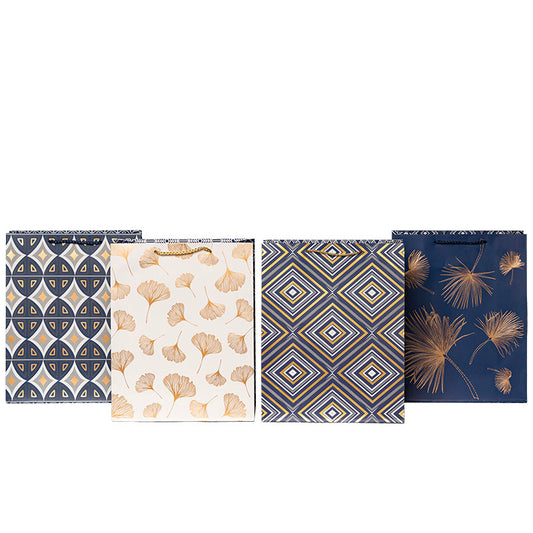 12 Pieces Of Exquisite Gift Bags, Bronzing Process And A Variety Of Pattern Designs, Suitable For Birthdays, Graduation Seasons, Gifts, Shopping And Other Occasions, Reusable