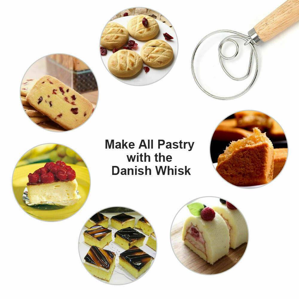 BAKING DOUGH STAINLESS STEEL LARGE WIRE WHISK MIXER BREAD COOKING TOOL