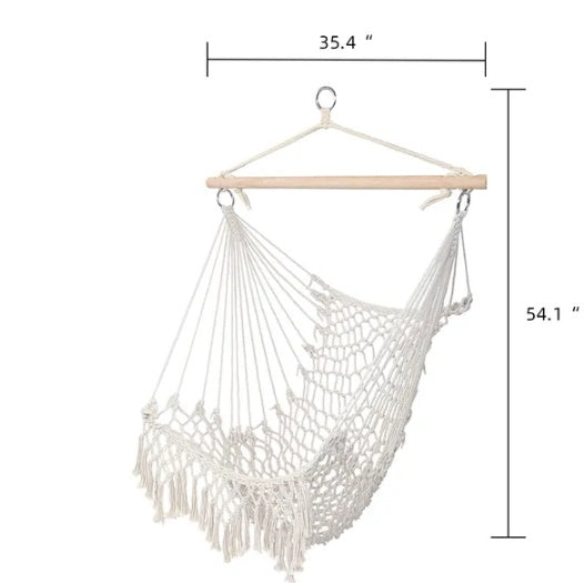 Cotton Rope Sling With Tassel Beige For Indoor