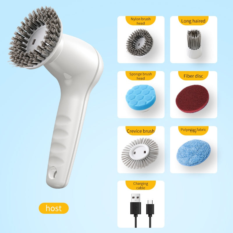 Electric Spin Scrubber, Cordless Shower Scrubber With Battery Level Display, 2 Speeds Electric Scrubber For Cleaning With 6 Replaceable Heads, Cleaning Brush For Bathroom,Sink,Window