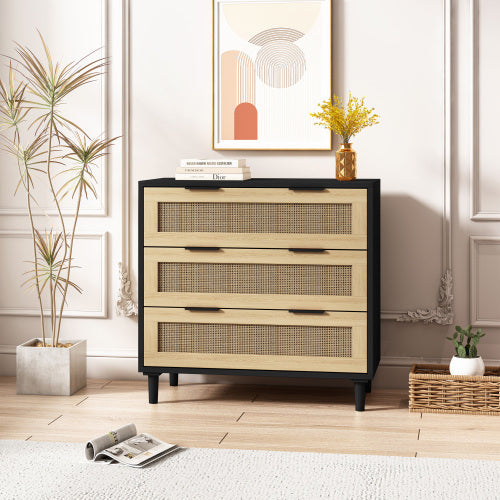 3 Drawers Rattan Storage Cabinet Rattan Drawer