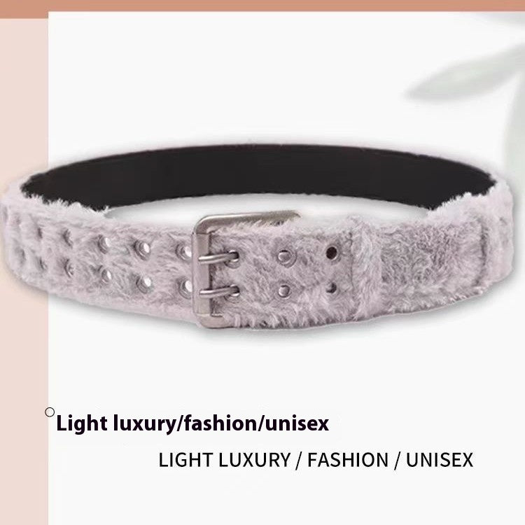 Men's And Women's Leather Double Row Hole Belt