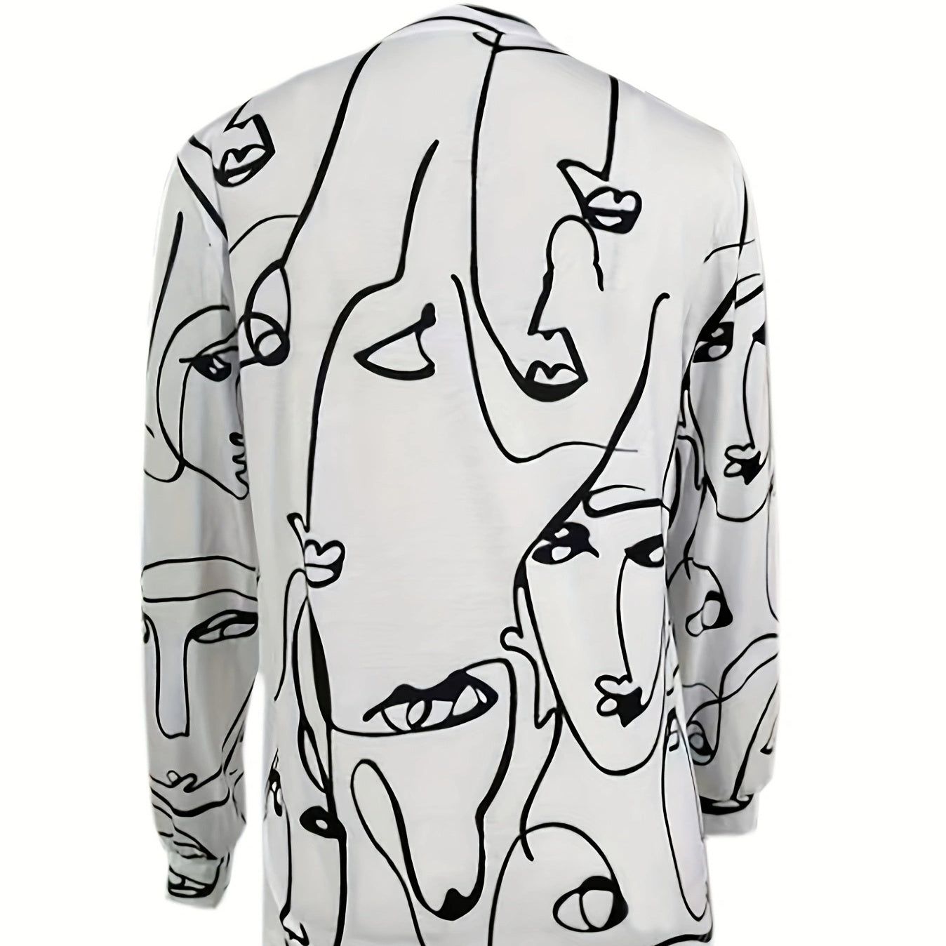 Women's V-neck Fashionable Button Printed Long Sleeved Shirt Top