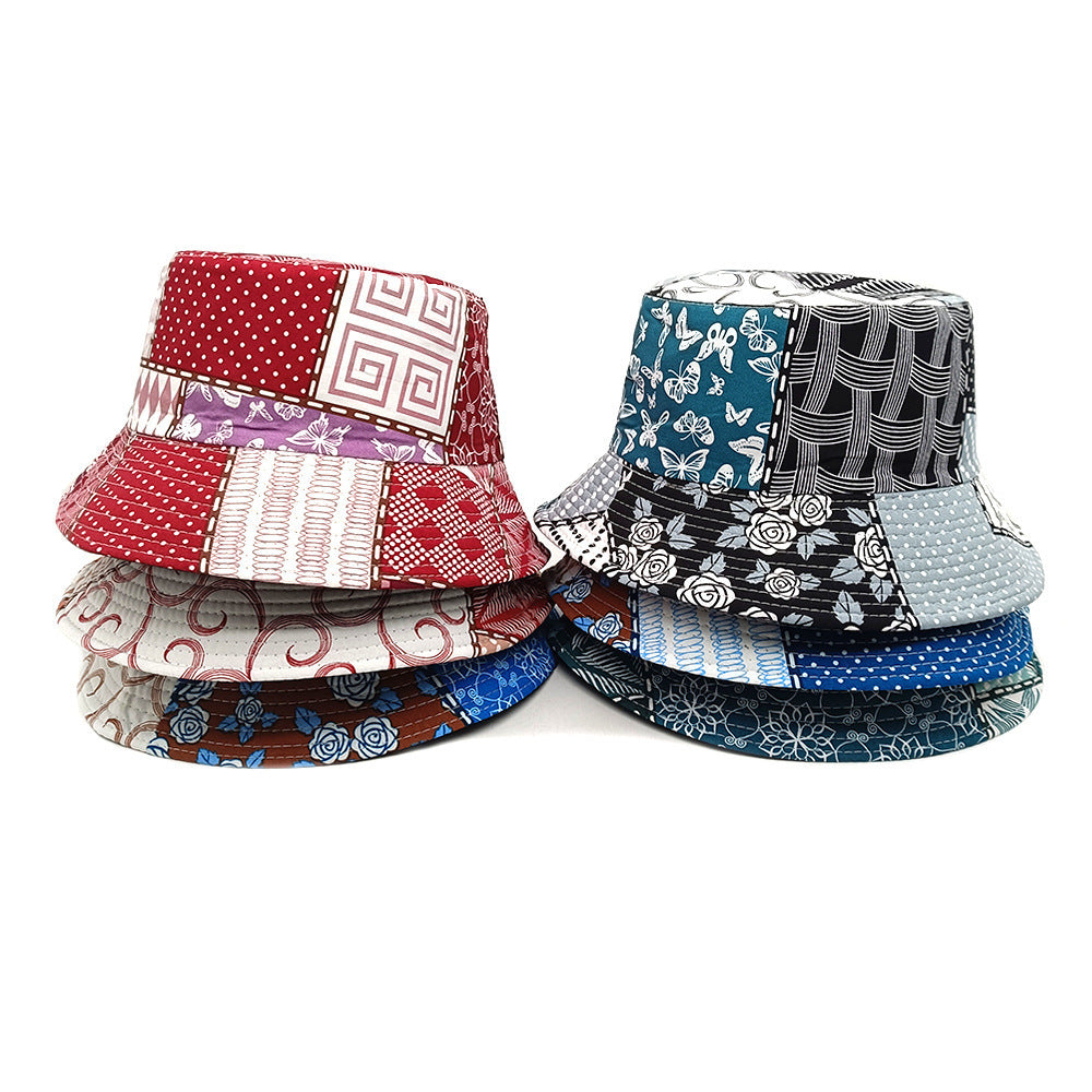 Geometric Bucket Hat Color Matching Printing Double-sided Wear Bucket Hat