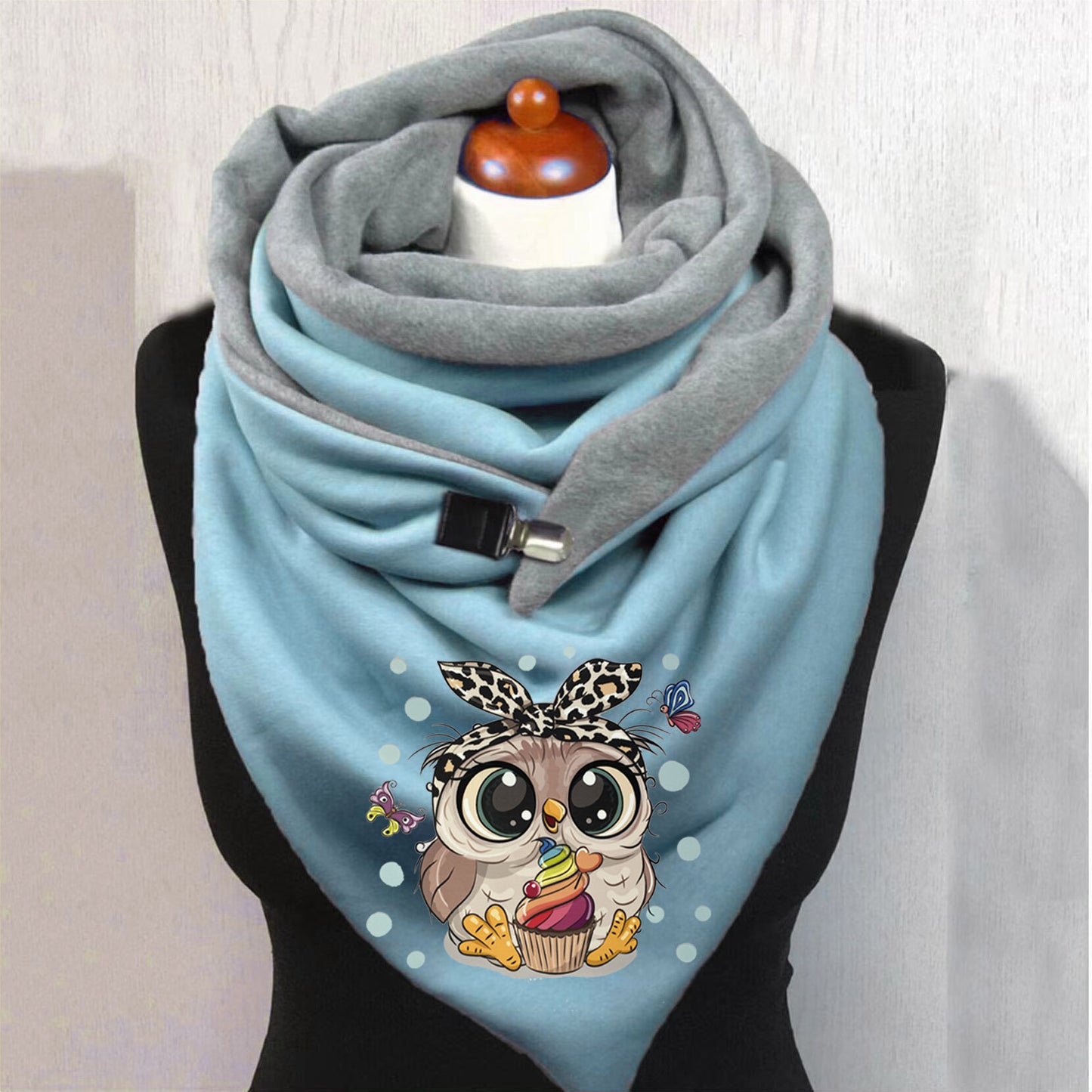 Women's Graceful And Fashionable Cotton Warm Button Scarf