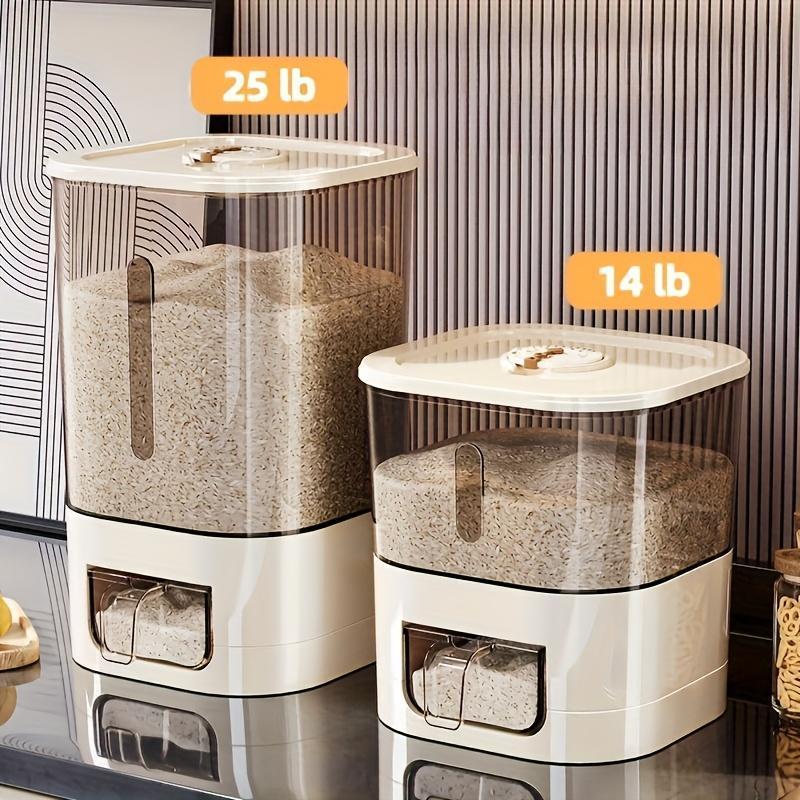 Automatic Rice Dispenser With Cup, Large Capacity Moisture-proof And Insect-proof Sealed Rice Storage Container, Suitable For Rice, Grains, Flour, Pet Food And Other Kitchen Supplies, Holiday Decorati