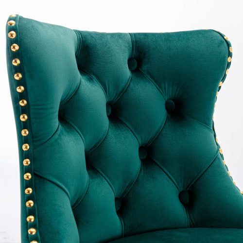 Golden Swivel Velvet Barstools Adjusatble Seat Height From 25-33 Inch Green,Set Of 2