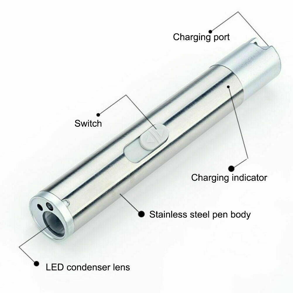 Red Laser Pointer Pen USB Rechargeable LED Light 3 In 1 UV Flashlight Cat Dog Toys