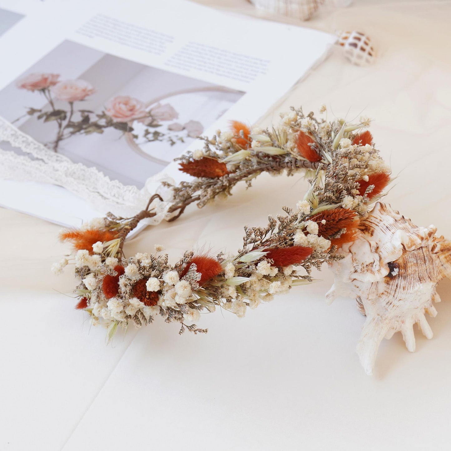 Gypsophila Crown, Dried Flower Crown, Bridal Wedding, Daily Party, Birthday Suitable Crown