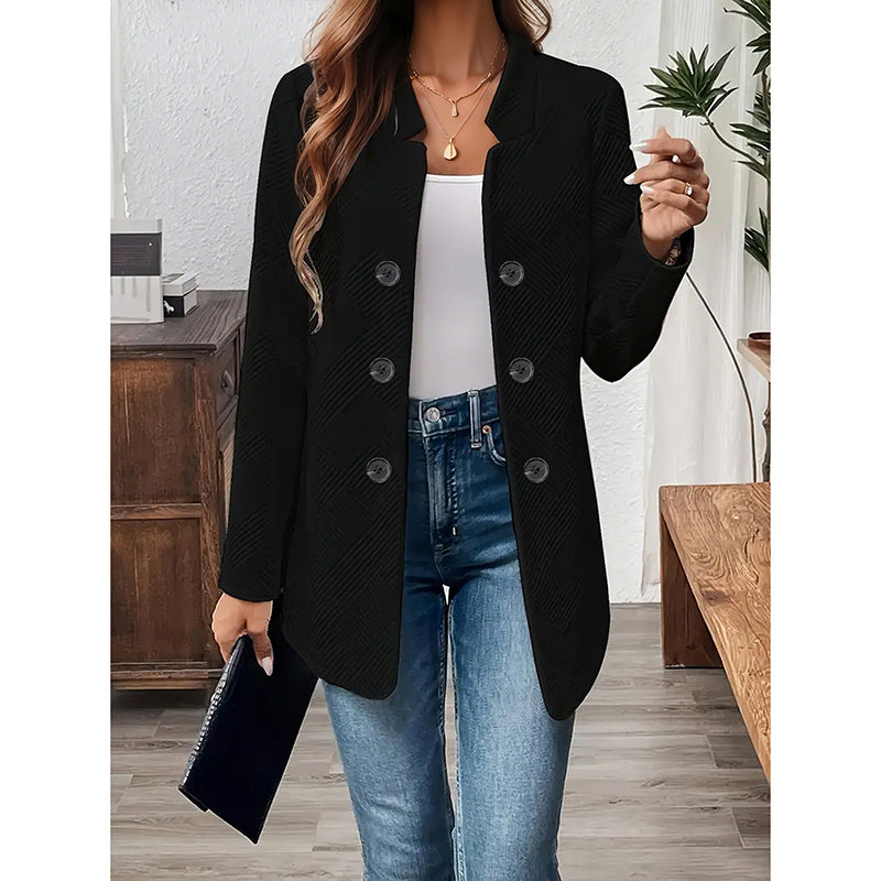 Women's Casual Business Open Front Cardigan Coat Long Sleeve Notch Collar Office Blazer Jacket
