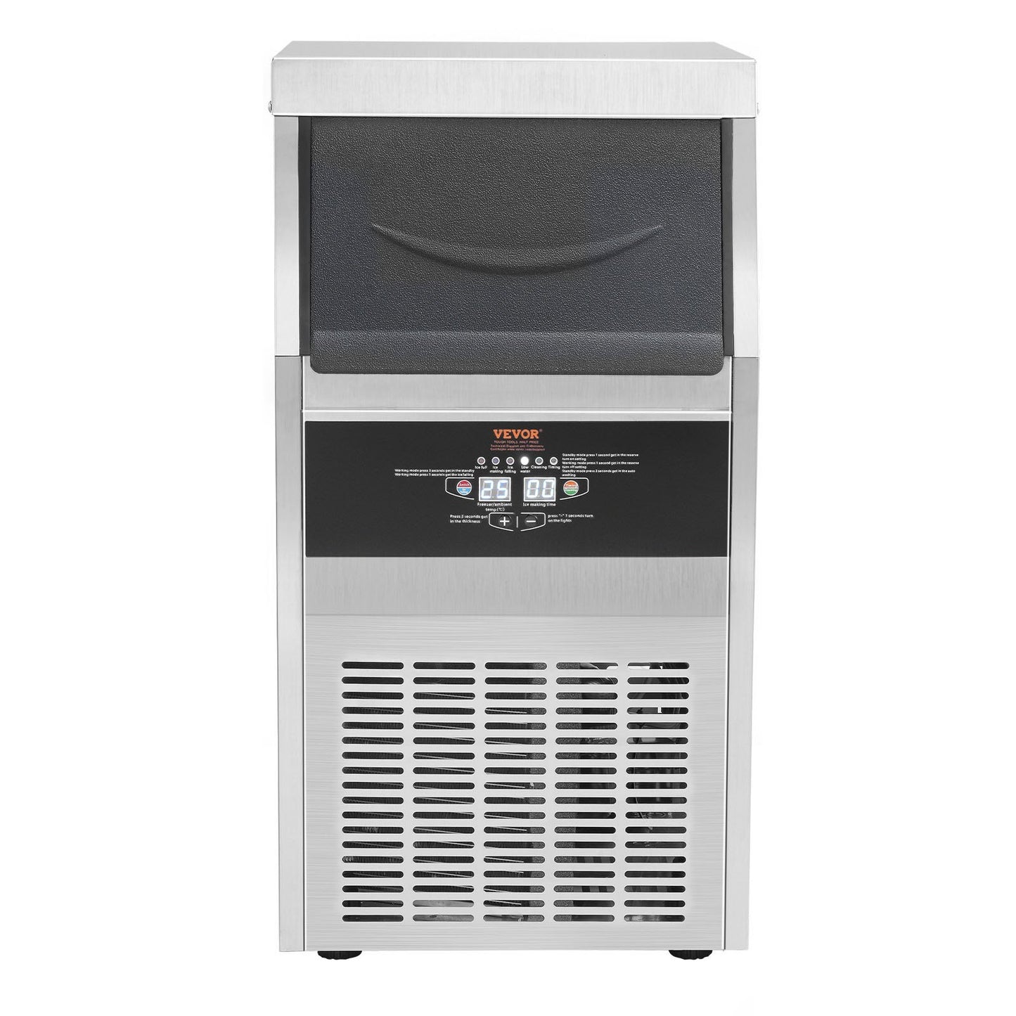 VEVOR 110V Commercial Ice Maker Machine 90LBS 24H With 24LBS Bin, Stainless Steel Automatic Operation Under Counter Ice Machine For Home Bar, Include Water Filter, Scoop, Connection Hose