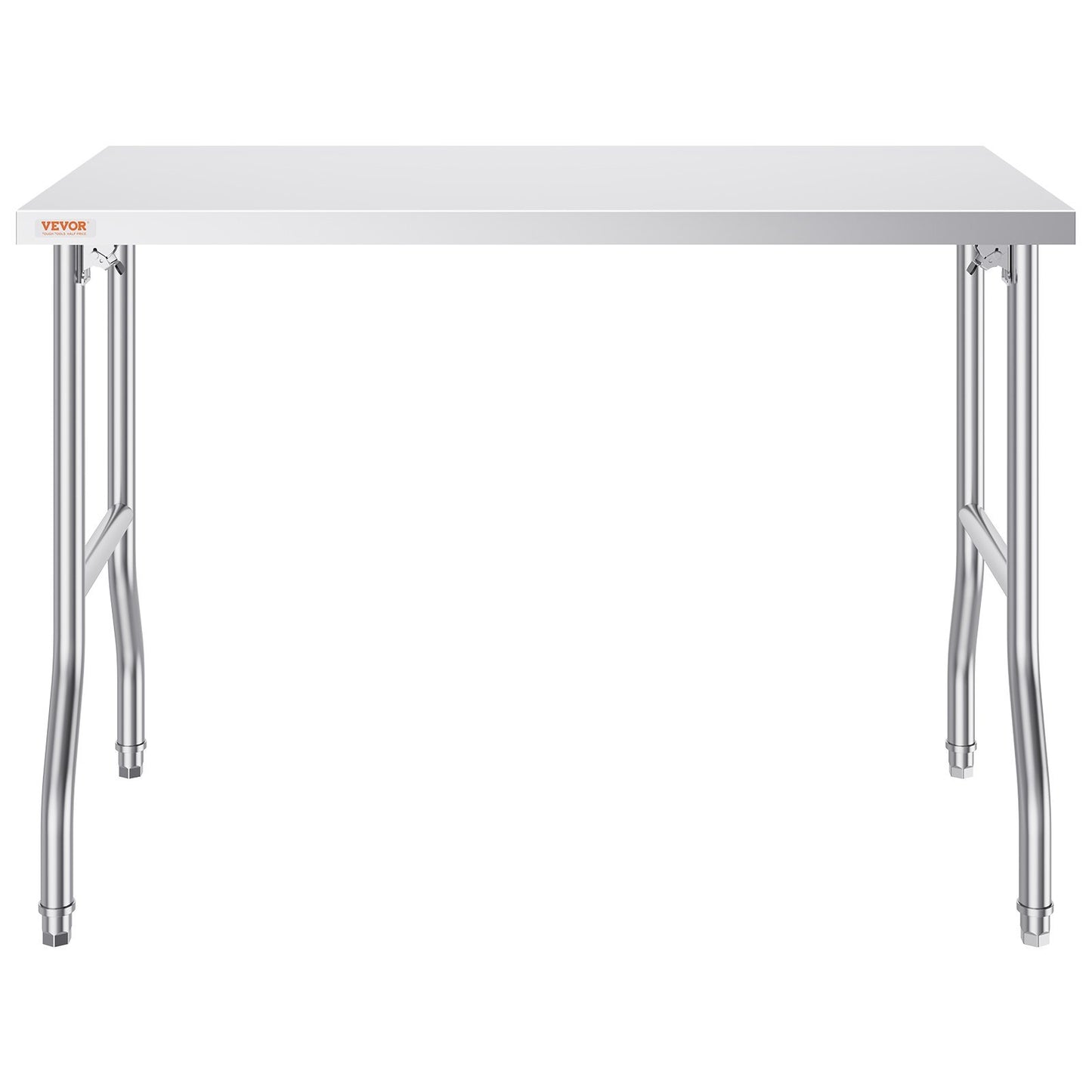 VEVOR Commercial Worktable Workstation 48 X 24 Inch Folding Commercial Prep Table, Heavy-duty Stainless Steel Folding Table With 661 Lbs Load, Kitchen Work Table, Silver Stainless Steel Kitchen Island