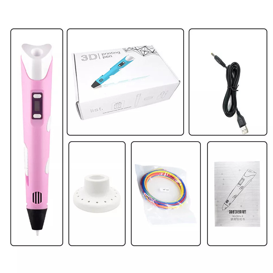 DIY Kinder 3D Stifte Set 3D Druckstift 36m 12Farben PLA Filament 3D Printing Pen