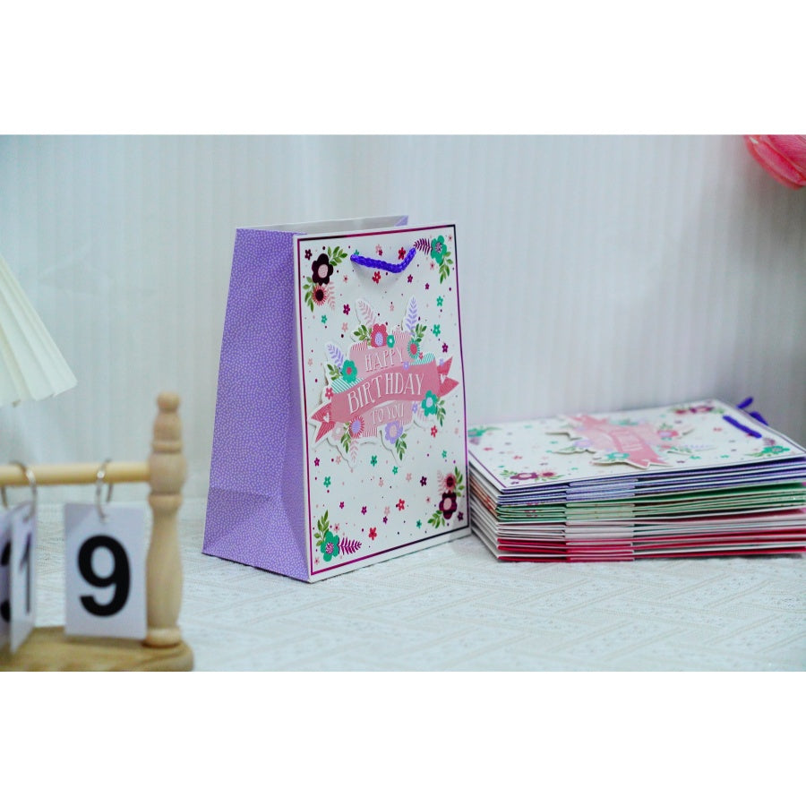 12-pack Small Fresh Plant Flower Printed Handbag With Gift Packaging For Mother's Day And Birthday Party Gift Bag