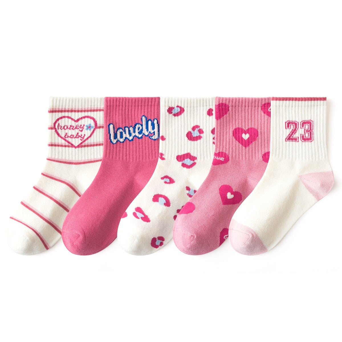Girls' Pure Cotton Deodorant Mid-calf Socks