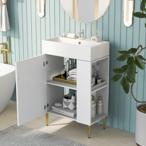 21.6 Inch White Bathroom Vanity, Unavailable Platforms- SHEIN Corporation , Temu